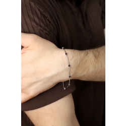 Pulsera hombre alternada de oro blanco de 18 quilates con diamantes negros cm 20  2