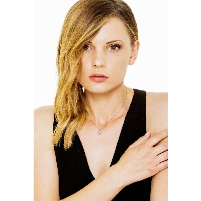 Collar corazón en oro blanco, aguamarina y diamantes 