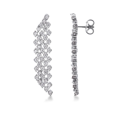 Pendientes tejidos colgantes en oro blanco de 18k con diamantes