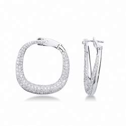 PENDIENTES CUADRADOS ORO BLANCO 18K Y DIAMANTE