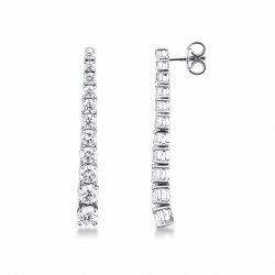 Pendientes tipo tennis en oro blanco de 18 quilates con diamantes en degradé