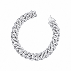 Pulsera cubana en oro blanco de 18 quilates con diamantes naturales