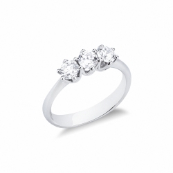 Anillo oro blanco de 18 quilates con tres diamantes CT 0,90