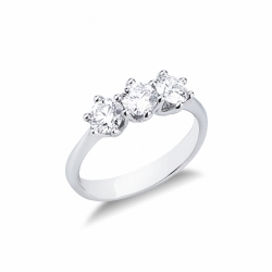 Anillo oro blanco 18 quilates con tres diamantes CT 1,20