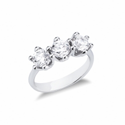 Anillo en oro blanco 18k con tres diamantes CT 2,10