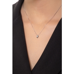 Collar de oro blanco 18k y diamante 0.06 quilates en forma de grano de arroz 2