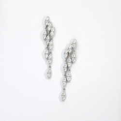 Pendientes colgantes tres filas oro blanco 18 diamantes 2