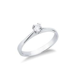 Anillo solitario de oro blanco de 18K con diamante 0,20 cts