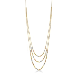 Collar tres hilos oro blanco amarillo y rosa 18k