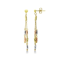 Pendientes oro tricolor 18k con barras acanaladas