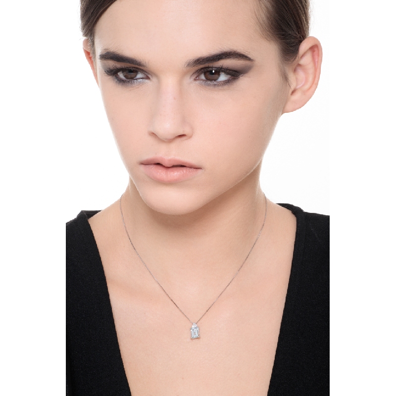 Collar aguamarina y diamantes talla esmeralda oro blanco 18k Collar aguamarina y diamantes talla esmeralda oro blanco 18k