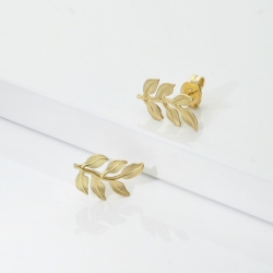 Pendientes hoja en oro amarillo 750 brillantes y satinados 2