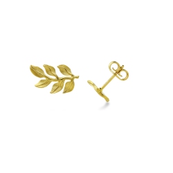 Pendientes hoja en oro amarillo 750 brillantes y satinados