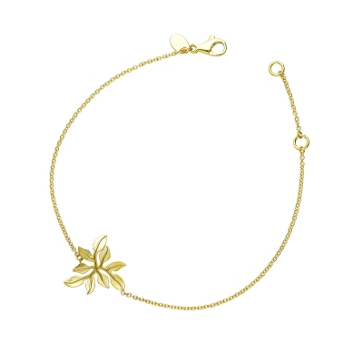 Pulsera de oro amarillo 18k con hoja