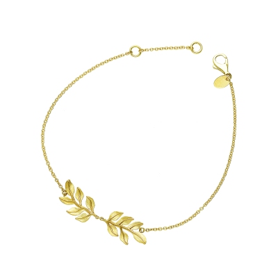 Pulsera de oro amarillo 18k con dos hojas
