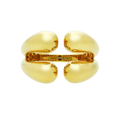 Anillo abierto chunky de oro amarillo 18k con doble gota