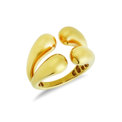 Anillo abierto chunky de oro amarillo 18k con doble gota