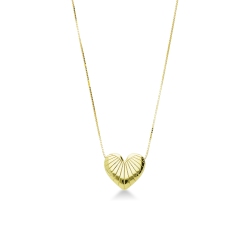 Collar de oro amarillo 18k con colgante corazón texturizado