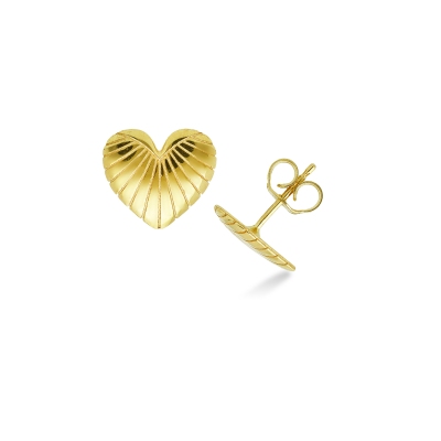 Pendientes corazón a rayas en oro amarillo 18k