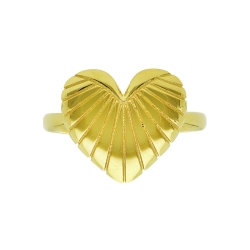 Anillo corazón a rayas en oro amarillo 18k 2