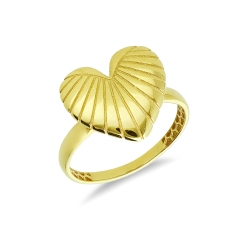 Anillo corazón a rayas en oro amarillo 18k