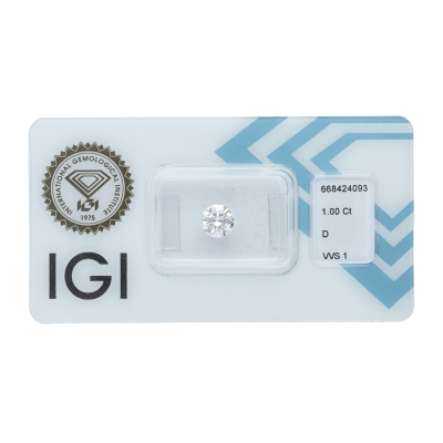 Diamante certificado IGI 1.00 CT D VVS1 
