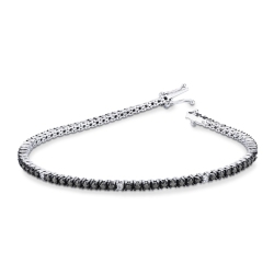 Pulsera riviere en oro blanco 18k con diamantes negros y blancos