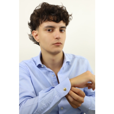 Gemelos redondos de oro amarillo de 18 quilates