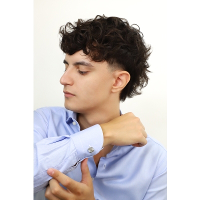 Gemelos cuadrados de oro blanco de 18 quilates con esquinas redondeadas