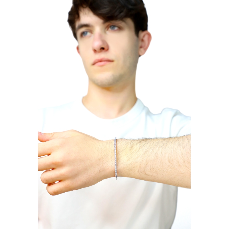 Pulsera tennis elástica en oro blanco 750 con diamantes