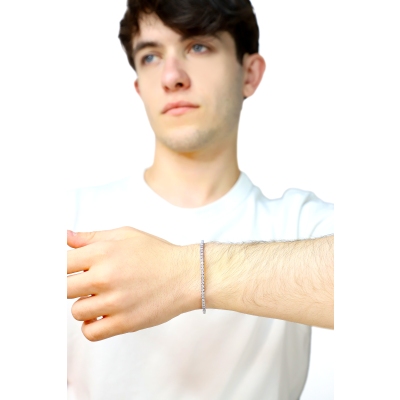 Pulsera tennis elástica en oro blanco 750 con diamantes