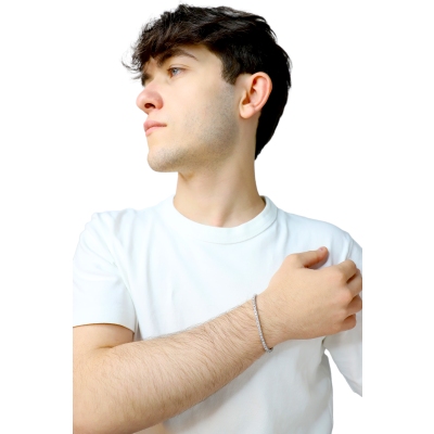 Pulsera tennis elastica en oro blanco 750 con diamantes