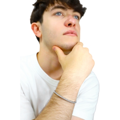 Pulsera en oro blanco 18k con diamantes tennis elástica