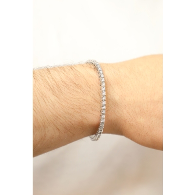 Pulsera en oro blanco 18k con diamantes tennis elástica