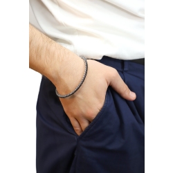 Pulsera tennis elástica con diamantes negros en oro blanco 750 2