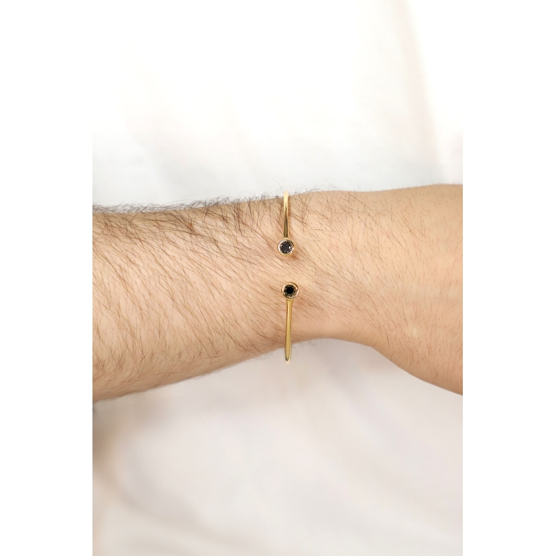 Brazalete Rígido en Oro Rosa de 18 Quilates con Diamantes Negros