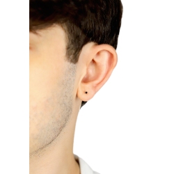 Mono pendiente en oro blanco de 18k con diamante negro 2