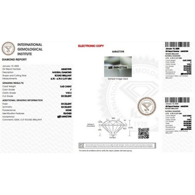 Diamante certificado IGI 0.42CT F VVS2
