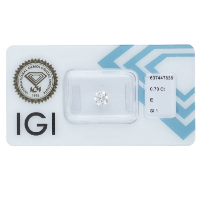 Diamante certificado IGI 0.70ct E SI1