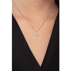 Colgante cruz oro blanco y diamantes  2