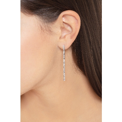 Pendientes riviere largos en oro blanco 18 kilates y diamantes 