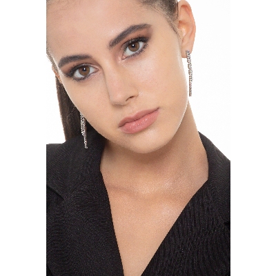 Pendientes riviere con 2 filas con diamantes oro blanco 18 kilates