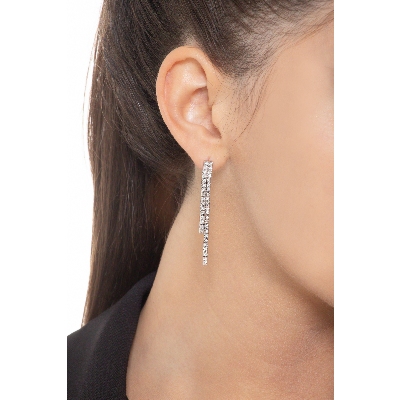 Pendientes riviere con 2 filas con diamantes oro blanco 18 kilates