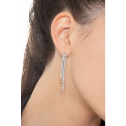 Pendientes riviere con dos filas de diamantes oro blanco 18 kilates 2