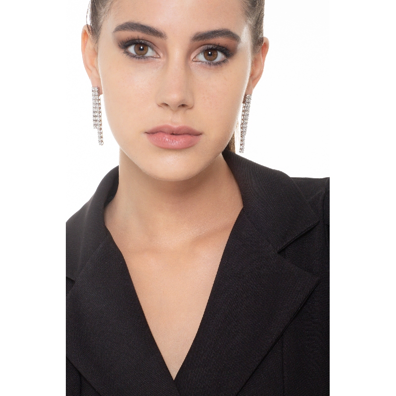 Pendientes con 2 filas de diamantes oro blanco 750 Pendientes con 2 filas de diamantes oro blanco 750