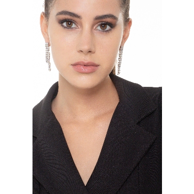 Pendientes con 2 filas de diamantes oro blanco 750