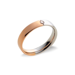 Anillo aniversario oro rosa y blanco 18 kilates diamante 0.05 quilates