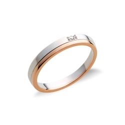Anillo aniversario de boda oro rosa y blanco 18k diamante 0.02 quilates