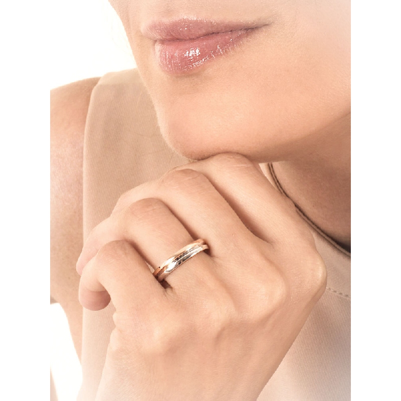 Anillo aniversario de oro rosa y blanco de 18 kilates