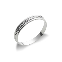 Alianza matrimonial y textura diamantada or blanc 18k